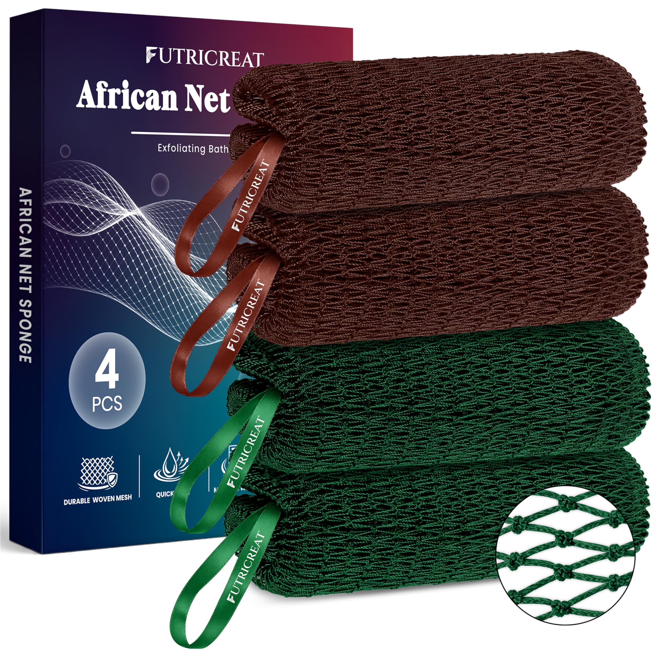 African Net Sponge - Exfoliating Back Scrubber -14