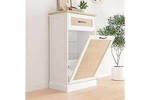 Rattan Tilt Out Laundry Hamper Cabinet