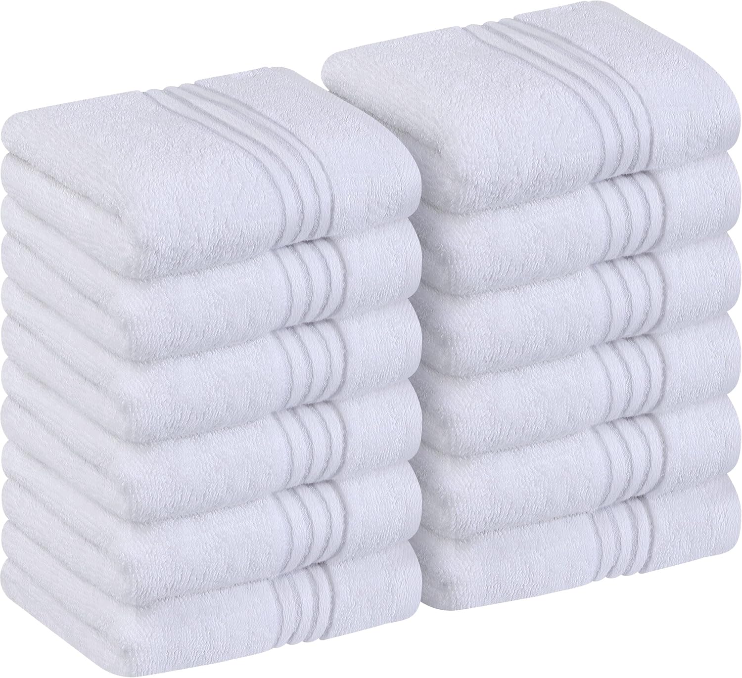 Utopia Towels - Luxury Wash Cloths Set (12 x 12 Inches) 600 GSM 100% Cotton Ring Spun, Highly Absorbent and Soft Feel Washcloths for Bathroom, Spa, Gym, and Face Towel (White) (216 Pack)