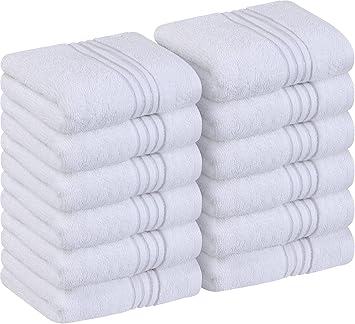 Utopia Towels - Luxury Wash Cloths Set (12 x 12 Inches) 600 GSM 100% Cotton Ring Spun, Highly Absorbent and Soft Feel Washcloths for Bathroom, Spa, Gym, and Face Towel (White) (216 Pack)