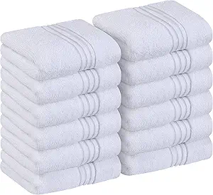 Utopia Towels - Luxury Wash Cloths Set (12 x 12 Inches) 600 GSM 100% Cotton Ring Spun, Highly Absorbent and Soft Feel Washcloths for Bathroom, Spa, Gym, and Face Towel (White) (216 Pack)