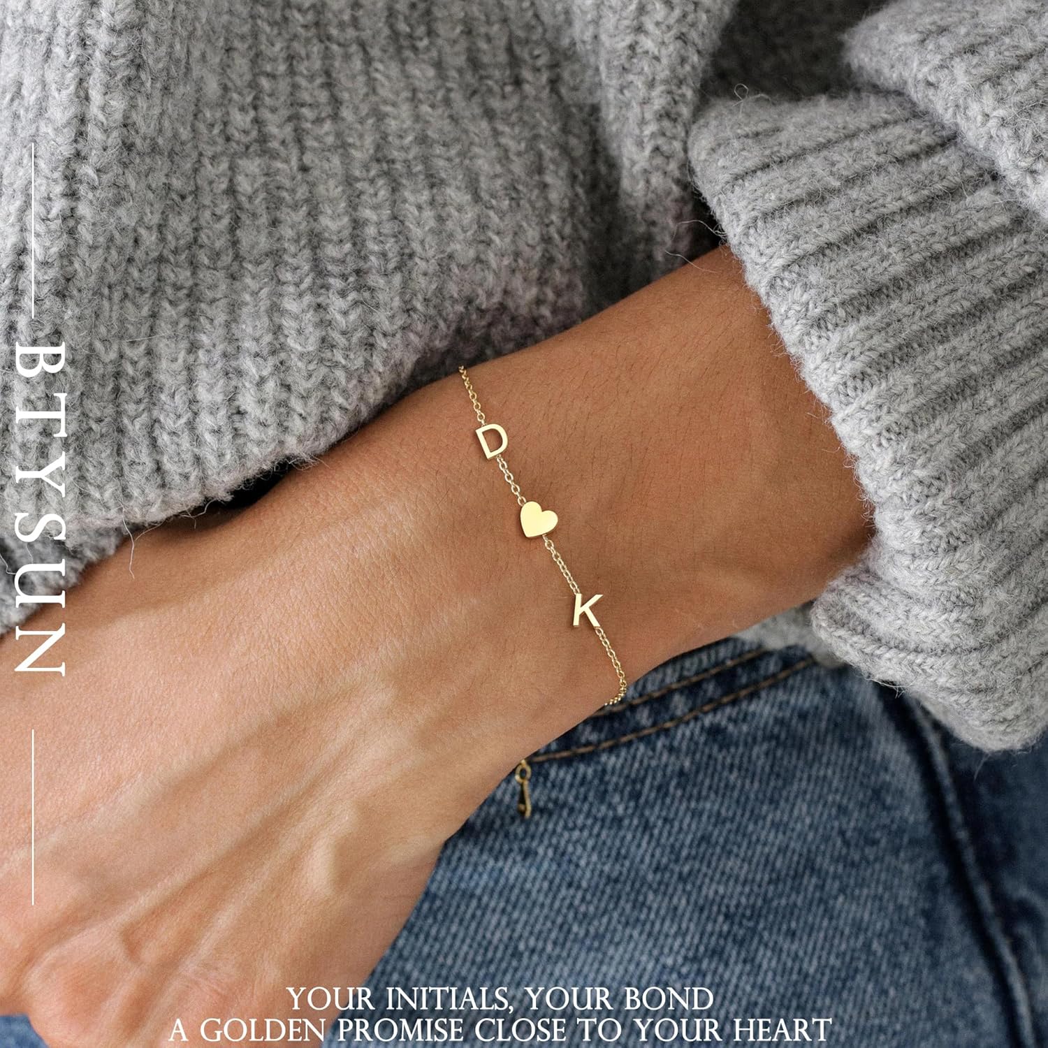 Gold Initial Bracelets for Women - Initial Bracelet Valentines Day Gifts for Her Teens Mothers Day Gifts for Mom Grandma Best Friend Birthday Gift for Women with 2 Initials Link Bracelet for Girlfriend Daughter - Image 2