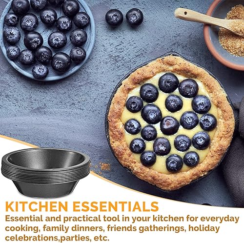 Miniatura 5 de Gandeer 8 piezas de 4 pulgadas mini molde para tartas negras redondas T sartenes para hornear pizza de acero al carbono placa antiadherente pequeño