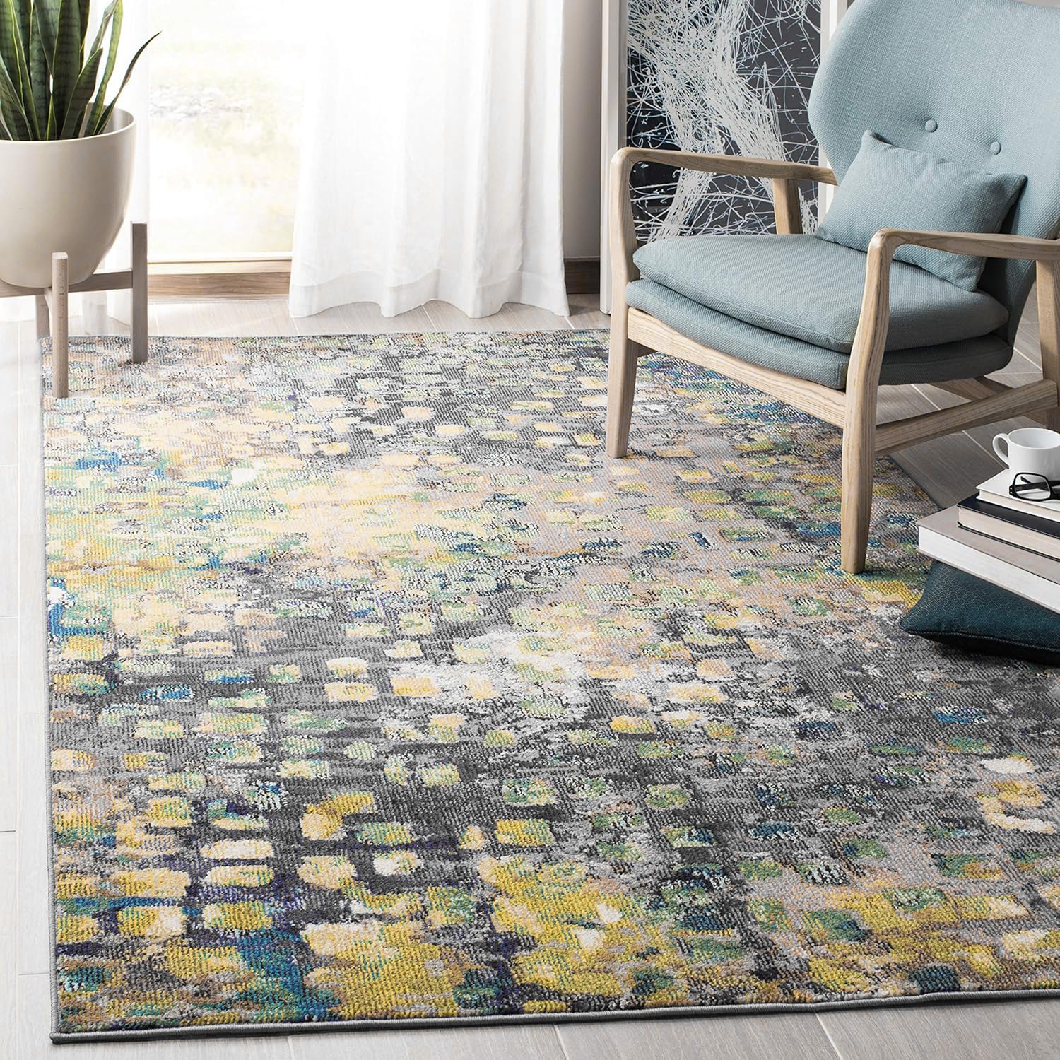 Tapis de séjour anti-poussière à poil court pour simplifier le nettoyage