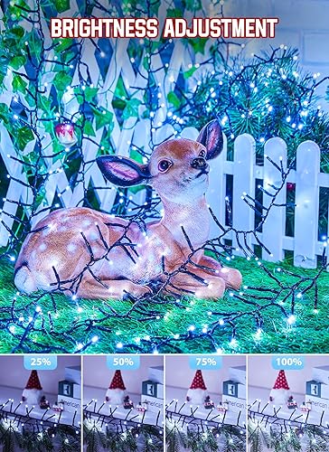 Miniatura 4 de Minetom Guirnalda de luces LED de 100 pies, 2000 luces LED para árbol de Navidad, guirnalda de luces de petardos de Navidad al aire libre, 12 modos