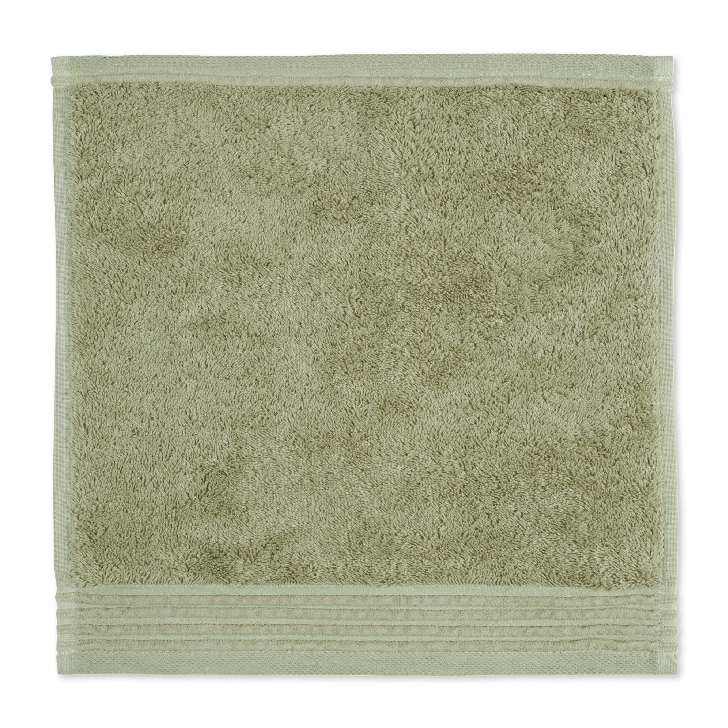 Möve Loft Plain with Chenille Piping Flannel 30 x 30 cm 100% Cotton (Spinair), Moss
