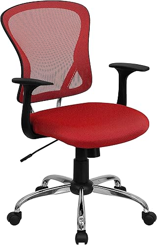 Miniatura 11 de Flash Furniture, silla de oficina de malla, altura a mitad de la espalda, negra, con base acabada en cromo, Malla Metal, Negro Negro