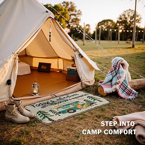 Miniatura 43 de Tapete divertido para puerta de campamento de 17 x 30 pulgadas, regalos de campamento para mujeres, alfombras de cámper para interior, alfombra