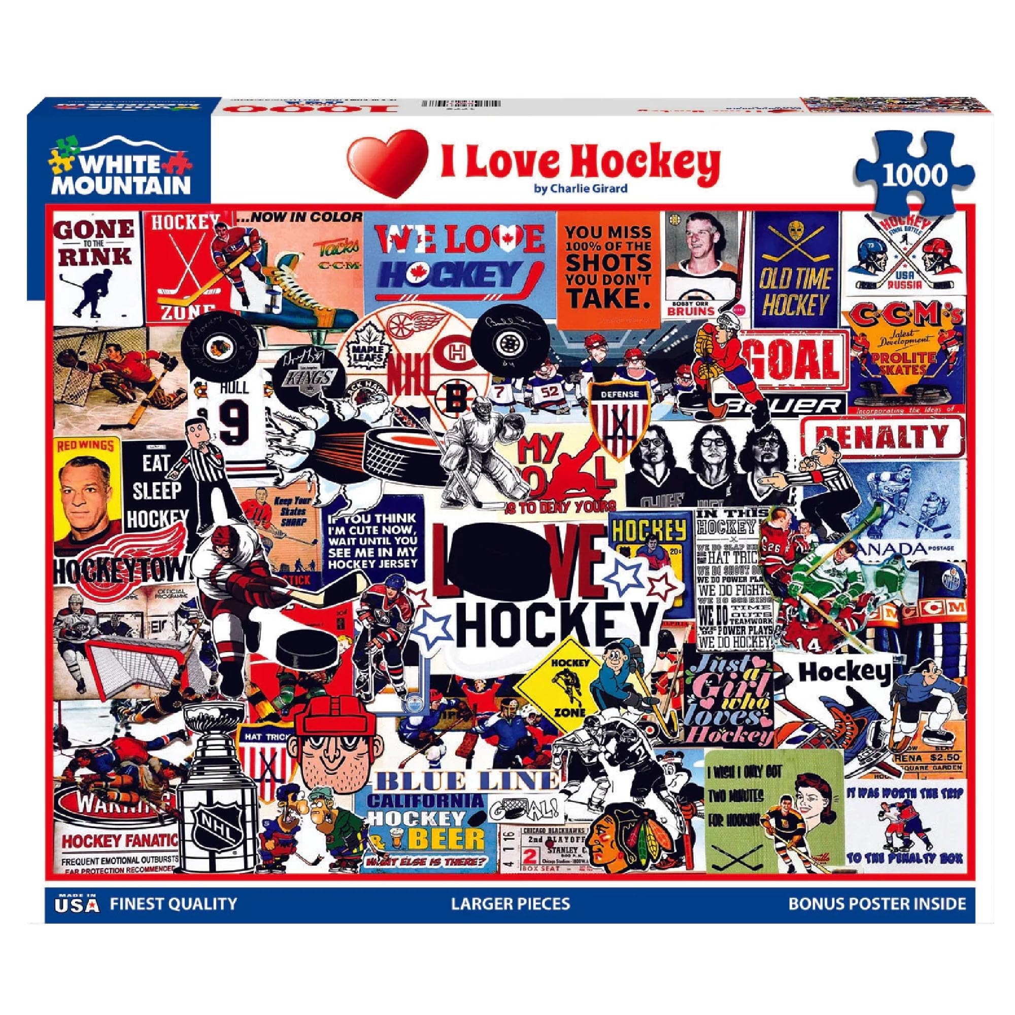 White Mountain - I Love Hockey, Puzzle da 1000 pezzi, Hockey Puzzle, NHL