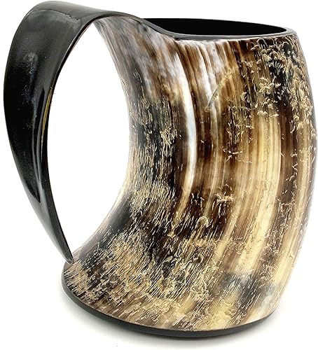 Miniatura 5 de 5MOONSUN5 's The Original Handmade Authentic Viking Beber Horn Tankard for Beer, Mead, Ale - Taza de Stein de inspiración medieval - Recipiente