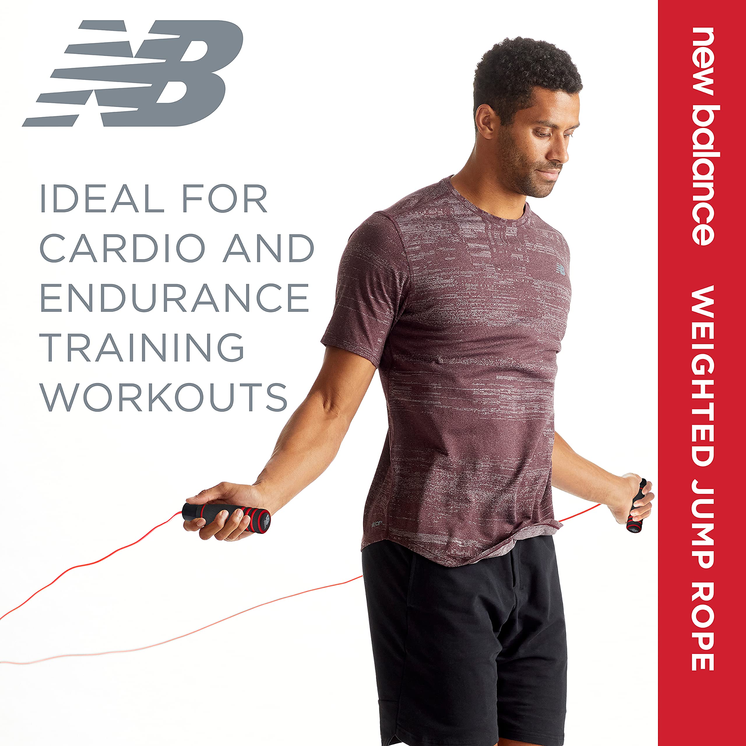 New Balance Skakanka obciążeniowa dla mężczyzn – zestaw ciężkich uchwytów piankowych 0,5 kg, regulowana długość, trening treningowy, skakanka do fitnessu dla kobiet (zestaw 0,5 kg)