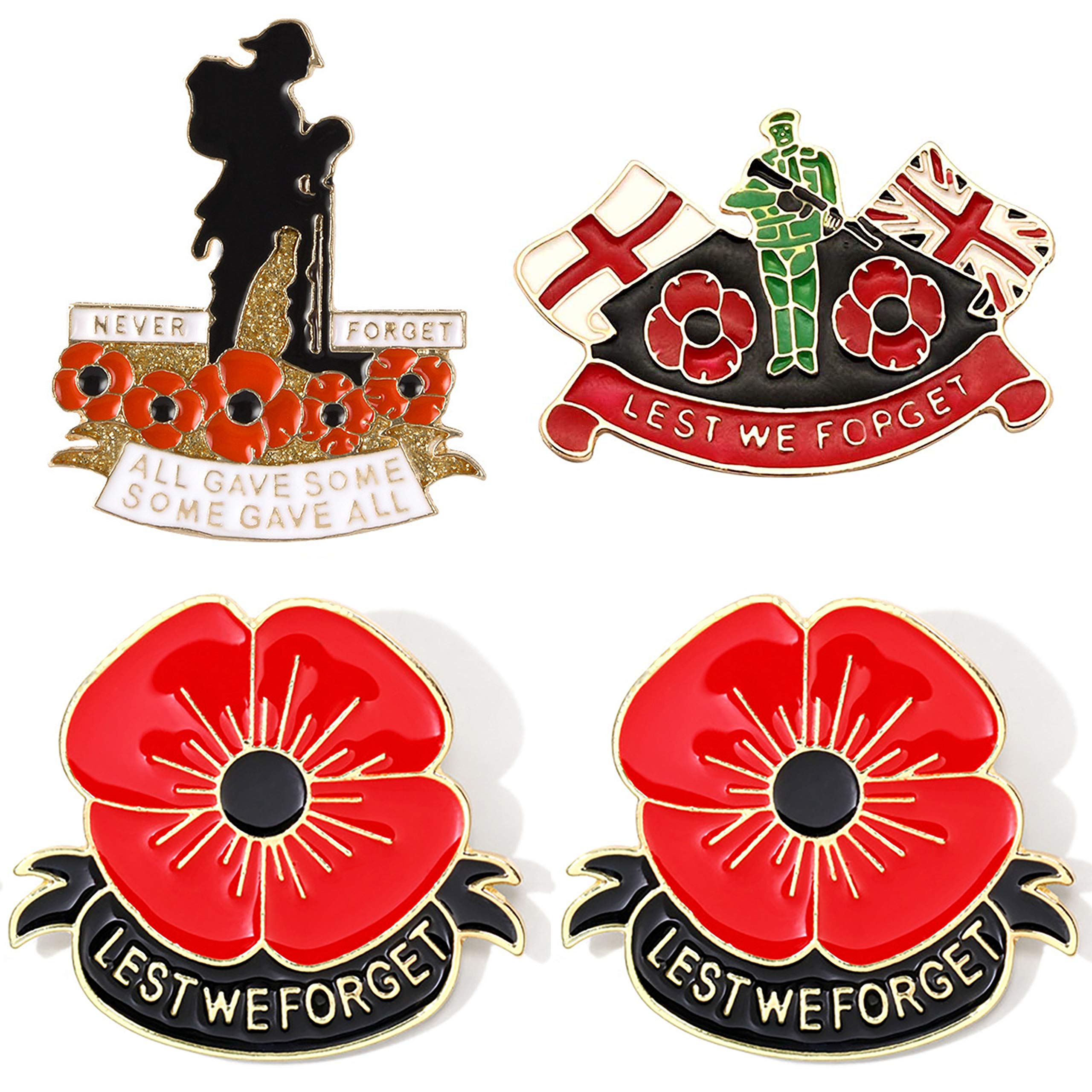 JMIMO2 PCS Poppy Badges and Pins 2022 Remembrance Day Gift Poppy Flower Lapel Brooch Enamel for Veteran's Day