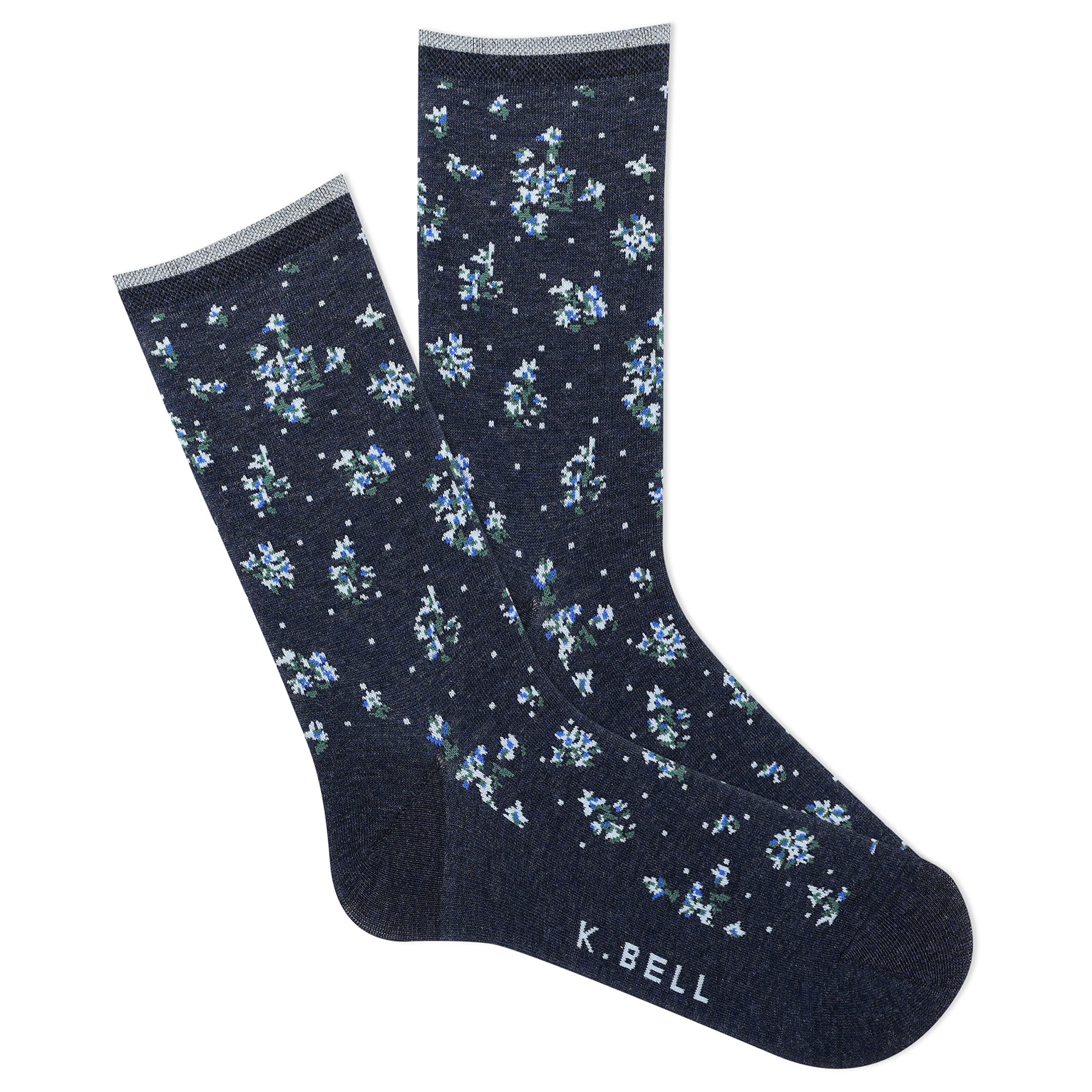 K. BellWomen's Ditsy Floral Crew Socks 1 Pair, Women's 9-11