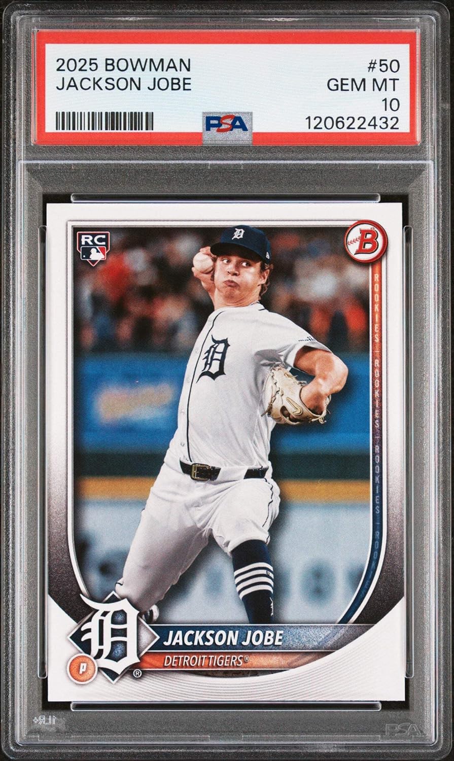 Graded 2025 Topps Bowman Jackson Jobe #50 Rookie RC Baseball Card PSA 10 Gem Mint