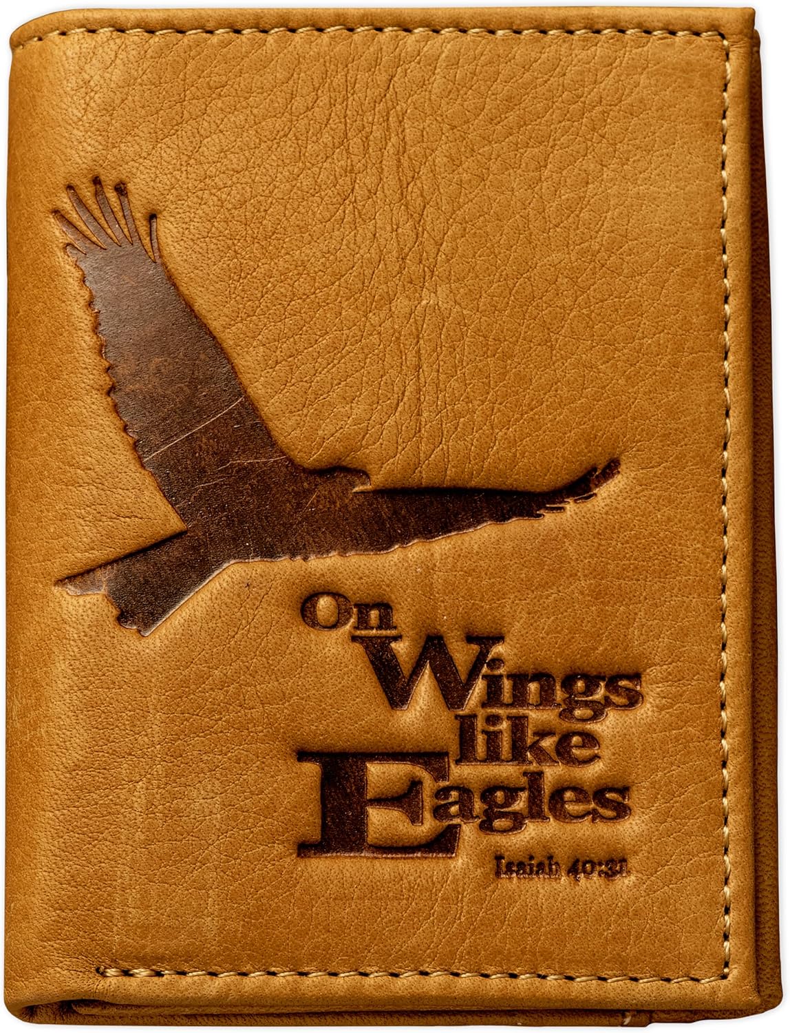 Christian Art Gifts Genuine Full Grain Leather RFID Blocking Scripture Wallets for Men, Bifold & Trifold Designs, Many Slots for Credit Cards, ID, Cash, Photos, Emblems or Debossed, Multiple Colors