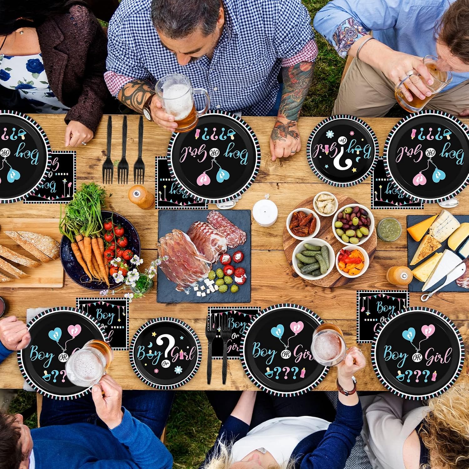 96 Pieces Gender Reveal Party Plates Boy or Girl Theme Party Decorations Gender Reveal Paper Plates and Napkins Boy or Girl Disposable Dessert Tableware Set Spring Summer Baby Shower Supplies 24 Guest