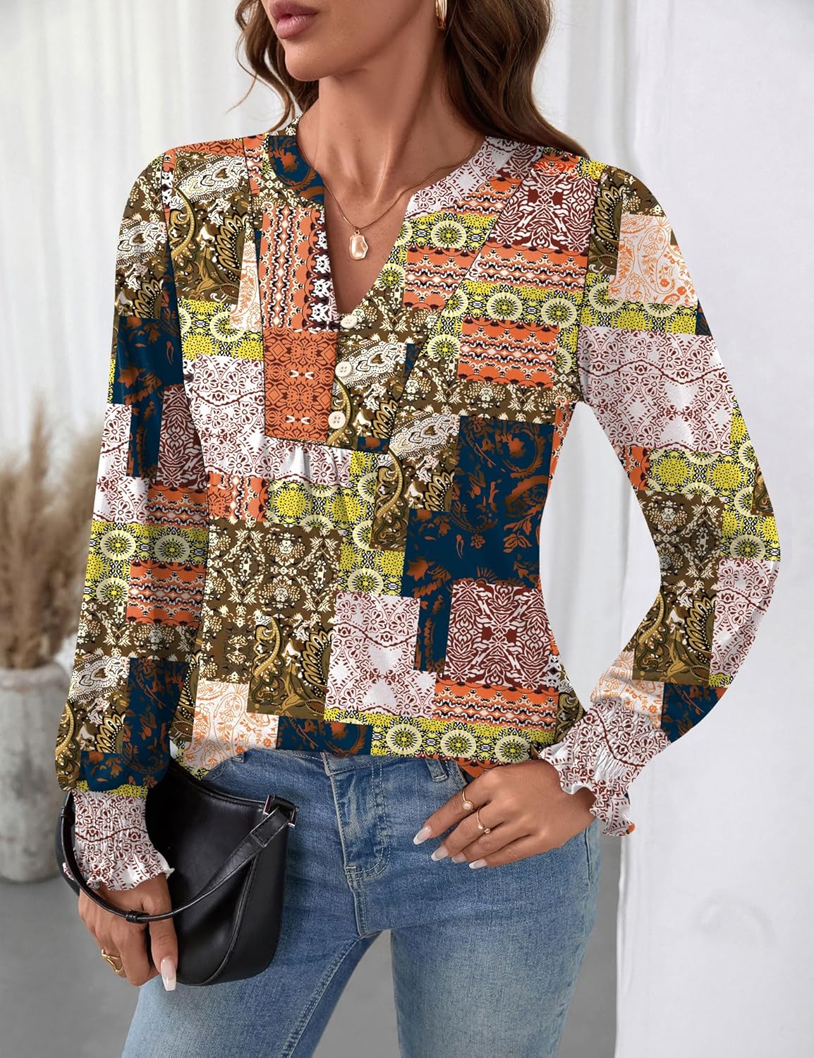 Ivicoer Womens Tops Long Sleeve Shirts for Women V Neck T Shirts Blouses for Women Dressy Casual - Image 3