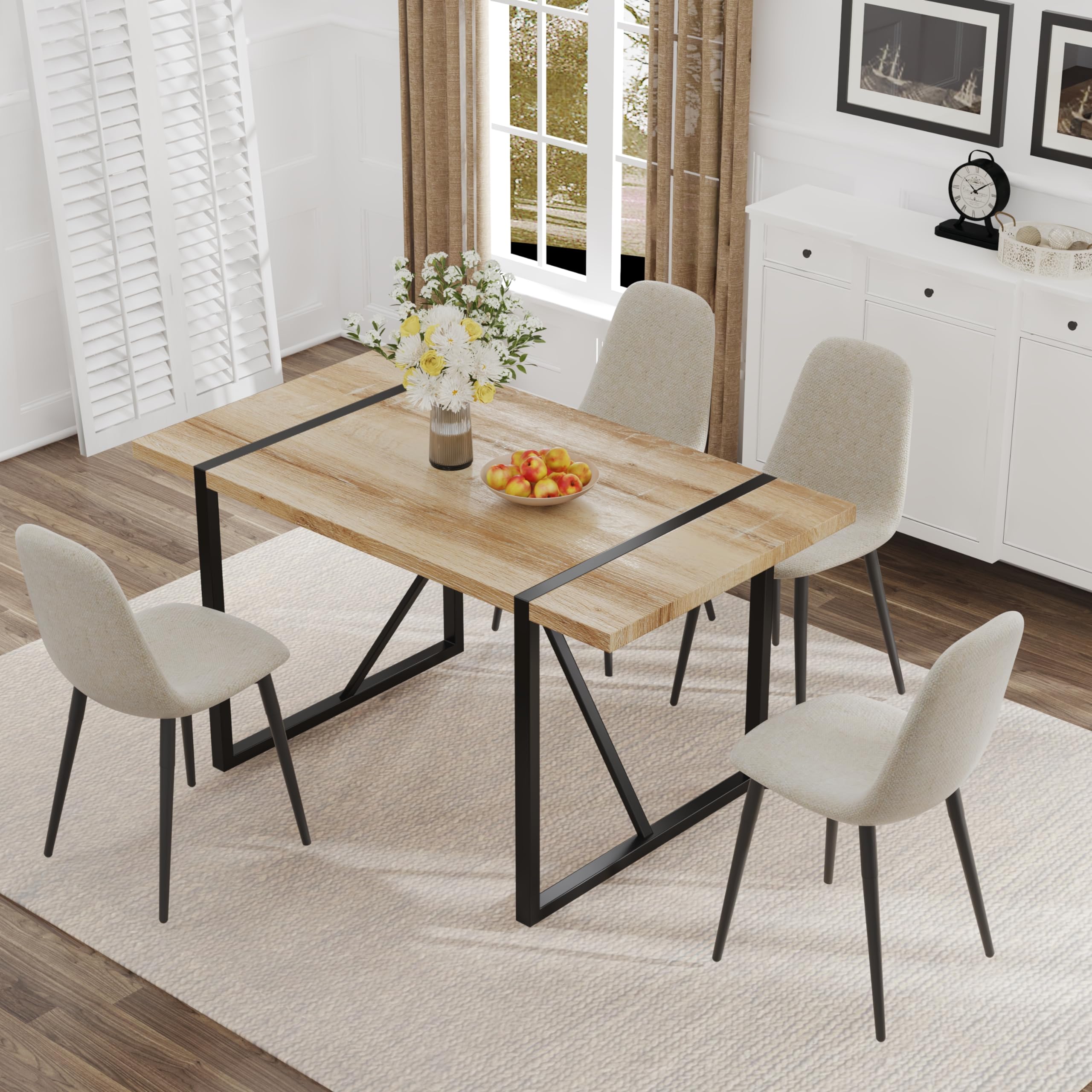 Amazon.com - Hilknen | 5-Piece Dining Table Set | Beige