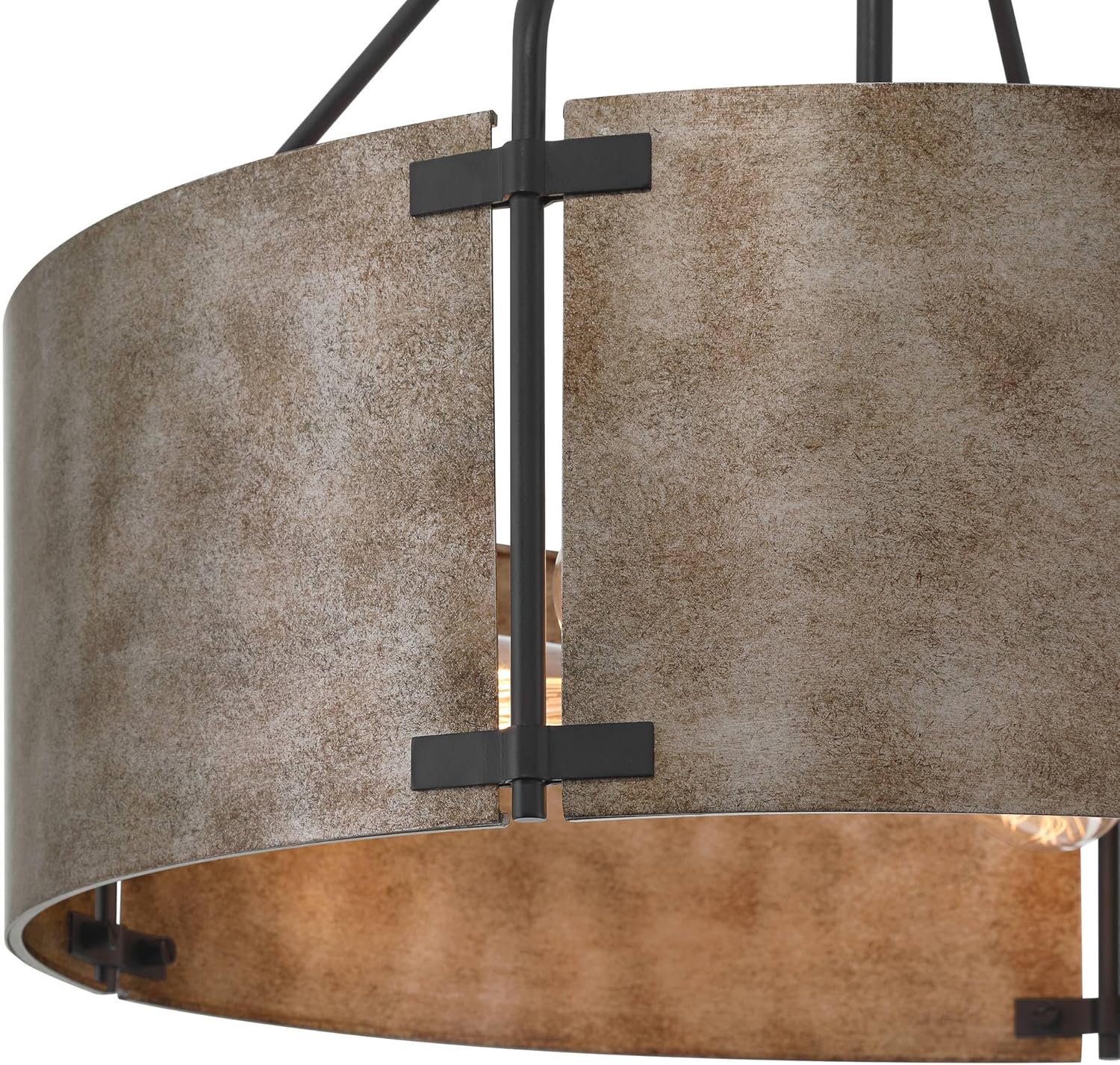 Possini Euro Design Julian 22" Farmhouse Rustic Industrial Pendant Chandelier Ceiling Light Fixture Dining Room Over Table Kitchen Island Foyer Drum Hanging Silver Finish Metal Hallway Entryway