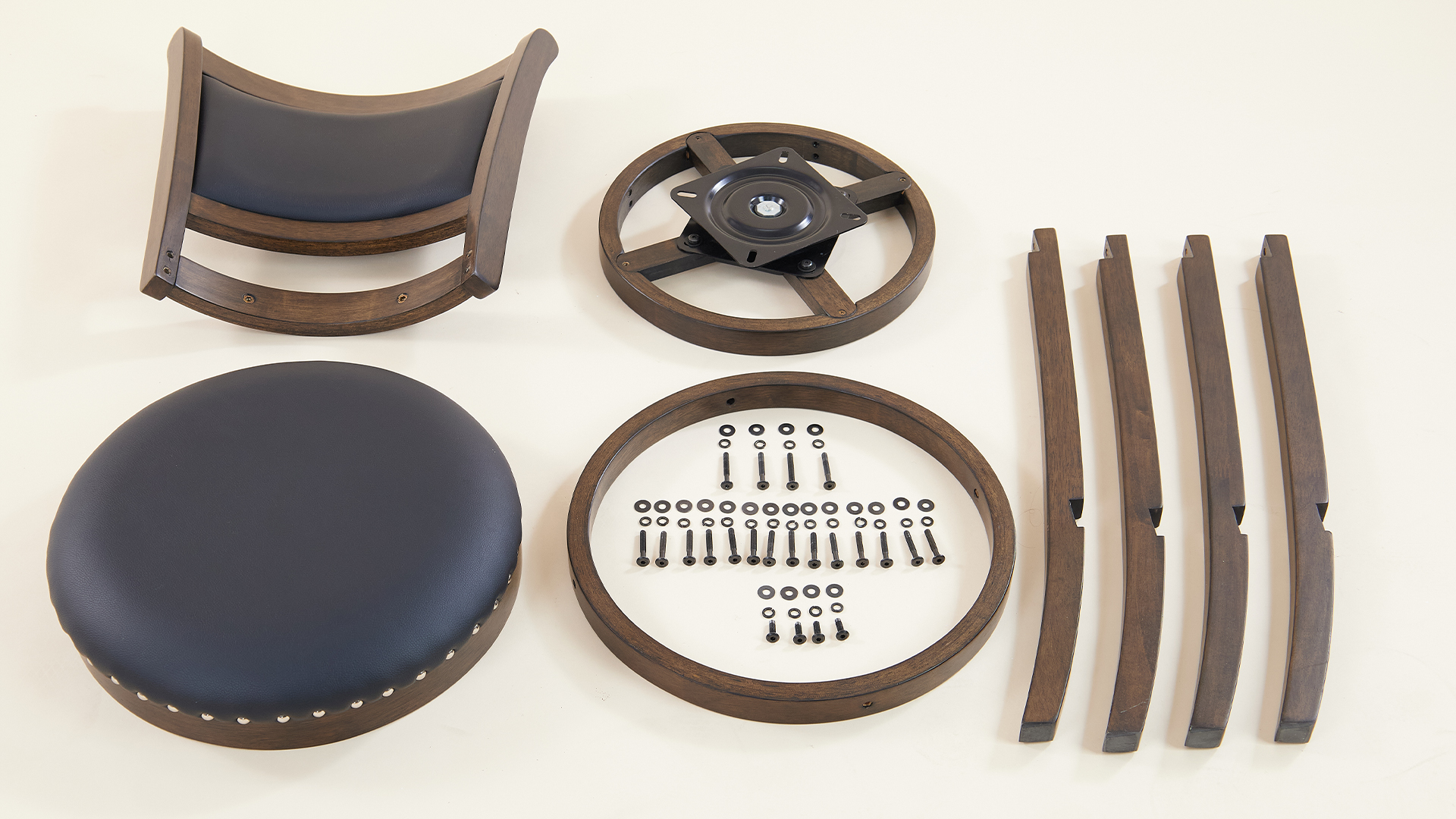 Butacos Giratorios PrimeZone, Altura de Barra 30 Pulgadas, Asiento Acolchado en Cuero Sintético Negro y Espalda Alta, Estructura de Madera de Caucho Sólida con Reposapiés, para Pub o Isla de Cocina – Juego de 2 miniatura 7