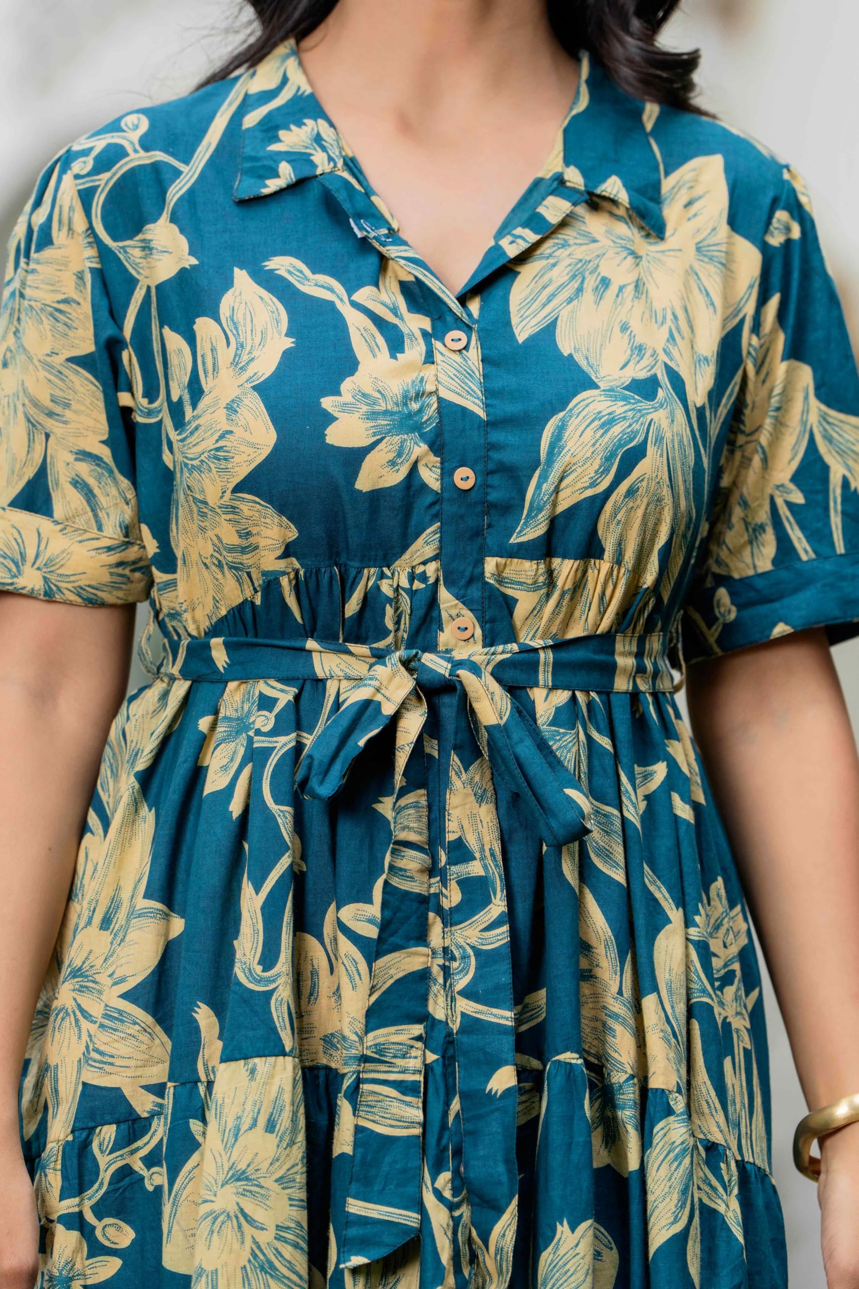 Jikonet - Vestido de mujer con estampado floral de una pieza, maxi, informal, cómodo, vestido midi largo para mujer