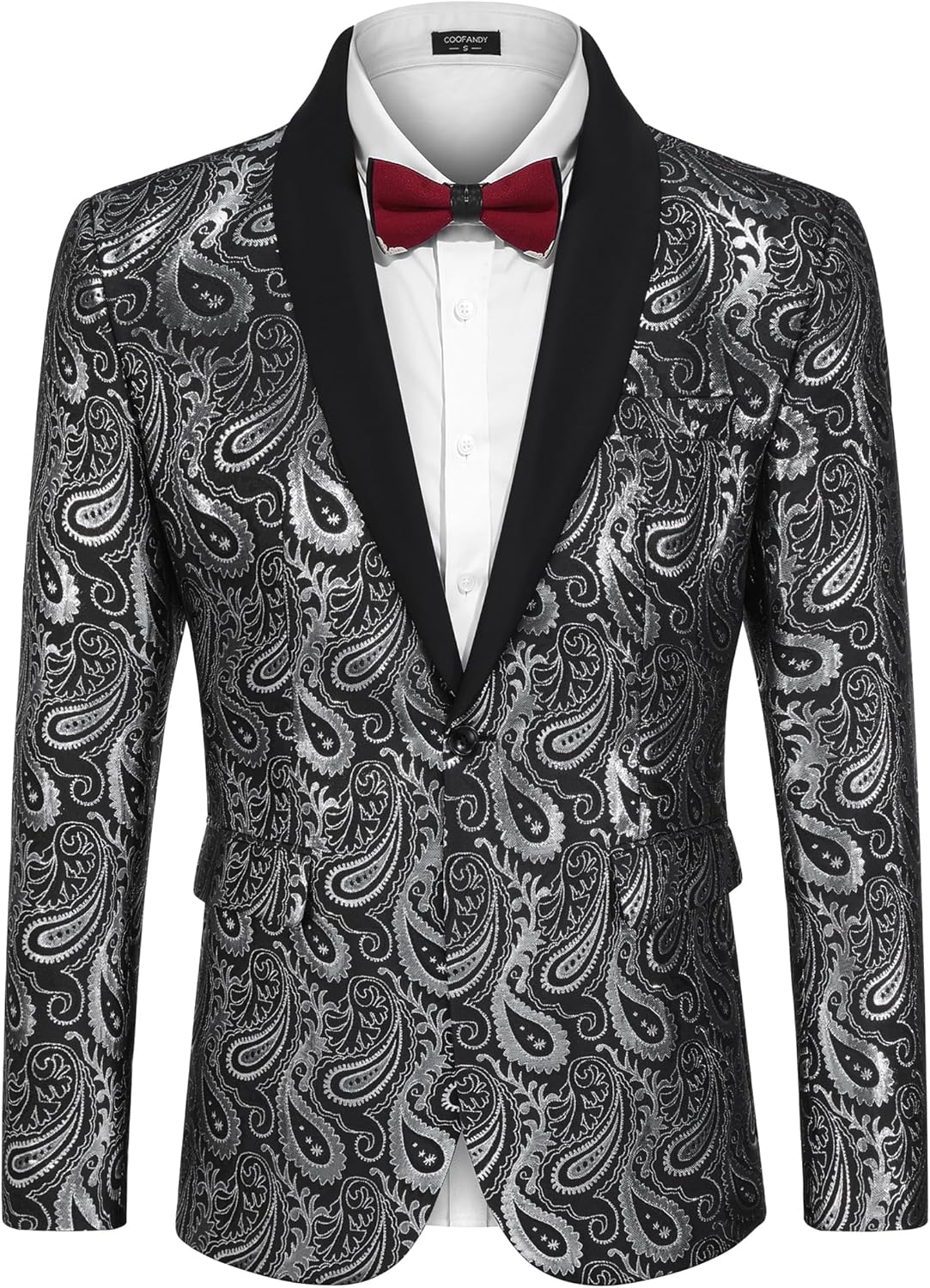 COOFANDY Mens Floral Tuxedo Jacket Paisley Shawl Lapel Suit Blazer Jacket for Dinner,Prom,Wedding