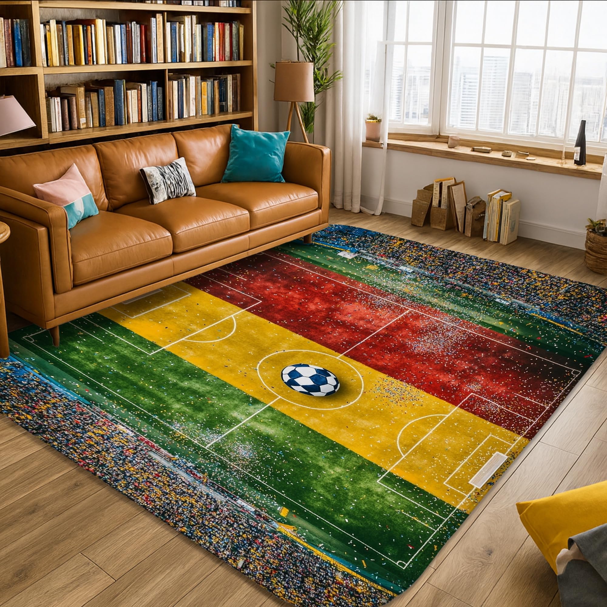 Tapis de terrain de football vert 1,5 x 2,1 m pour chambre et salon