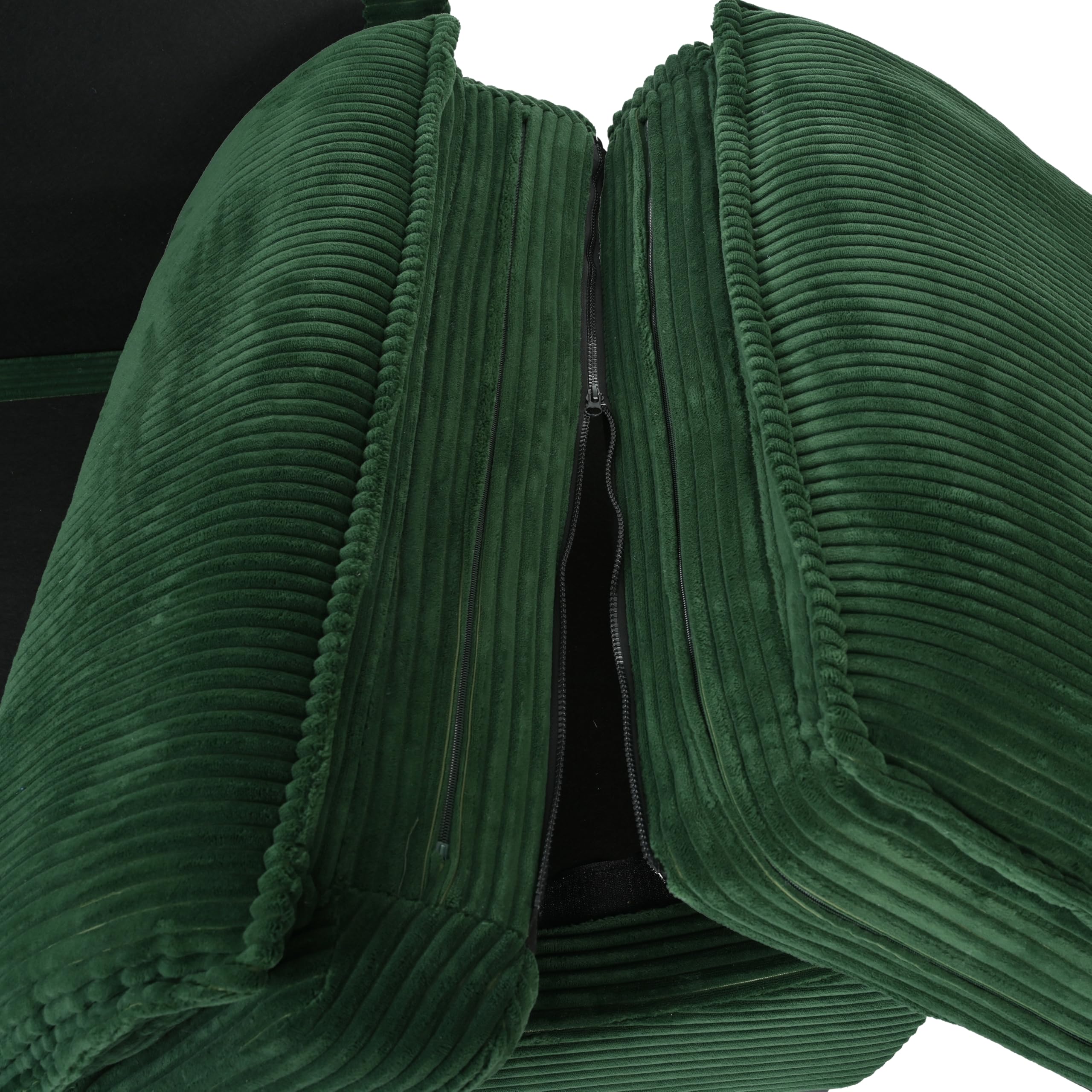 Sofá moderno de tela de pana curvada de 85.4 pulgadas, sofá tapizado con 2 almohadas decorativas para sala de estar, dormitorio, apartamento, color verde oscuro 6