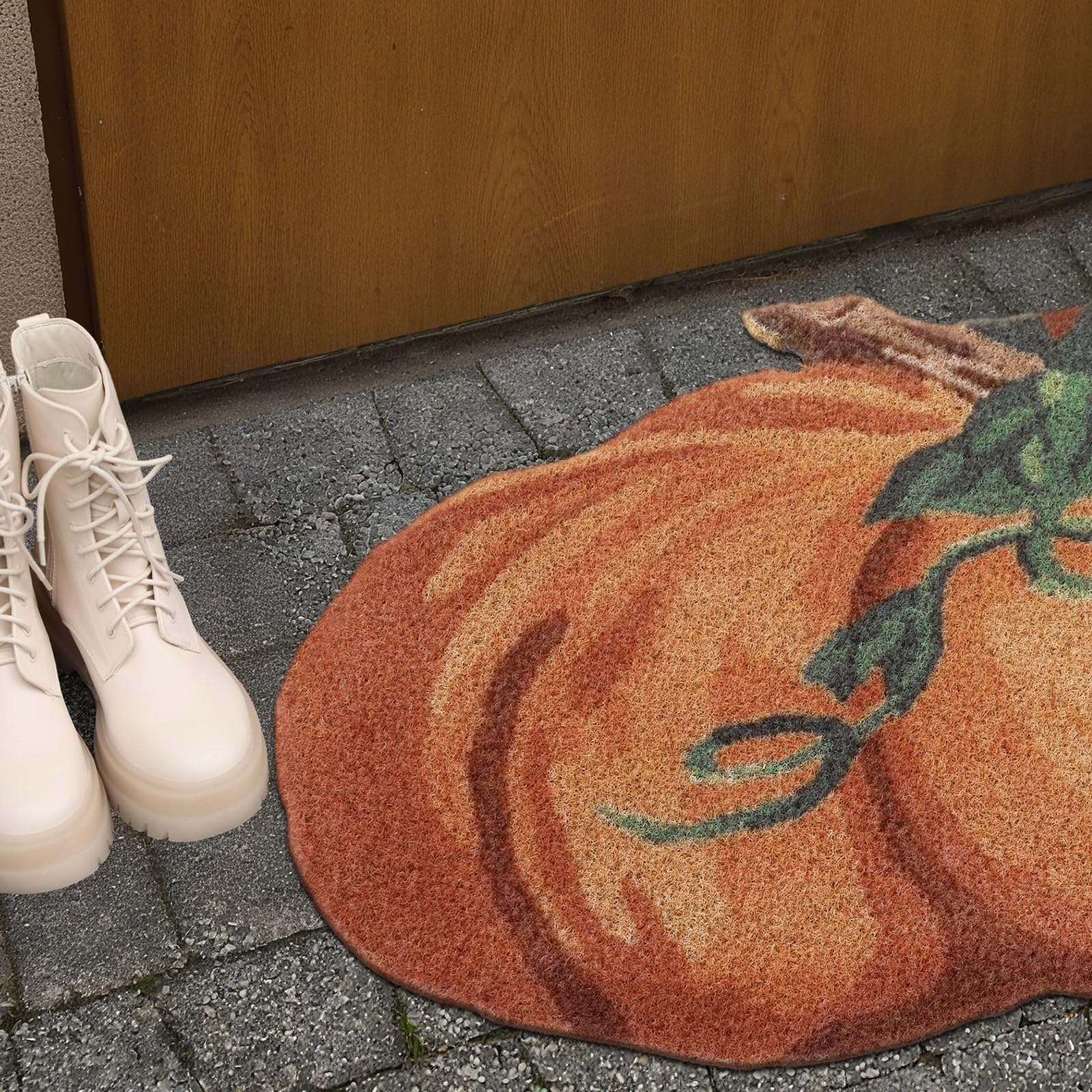 WILLBOND Paillasson d'automne en fibre de coco motif citrouille 40,6 x 71,1 cm, antidérapant, réutilisable, robuste, pour entrée d'entrée, salle de bain, porche, décoration d'automne de Thanksgiving