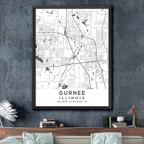 Miniatura 2 de Mapa de Gurnee, Illinois, Light 2 (8x10)
