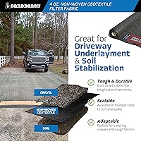 Vista 5 de Sandbaggy - Rollo de tela geotextil no tejida resistente para paisaje, fabricado en Estados Unidos, barrera ligera contra malezas, protección UV