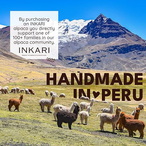 Miniatura 6 de Inkari Peluche de alpaca I de 12.6 pulgadas, hecho de lana de alpaca real, juguete de peluche de alpaca súper lindo (Sahara)