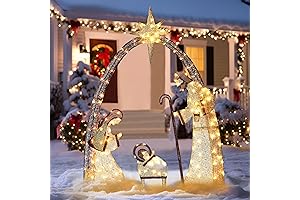 VEIKOU 5ft Lighted Outdoor Nativity Scene for Yard with 150 LED Lights