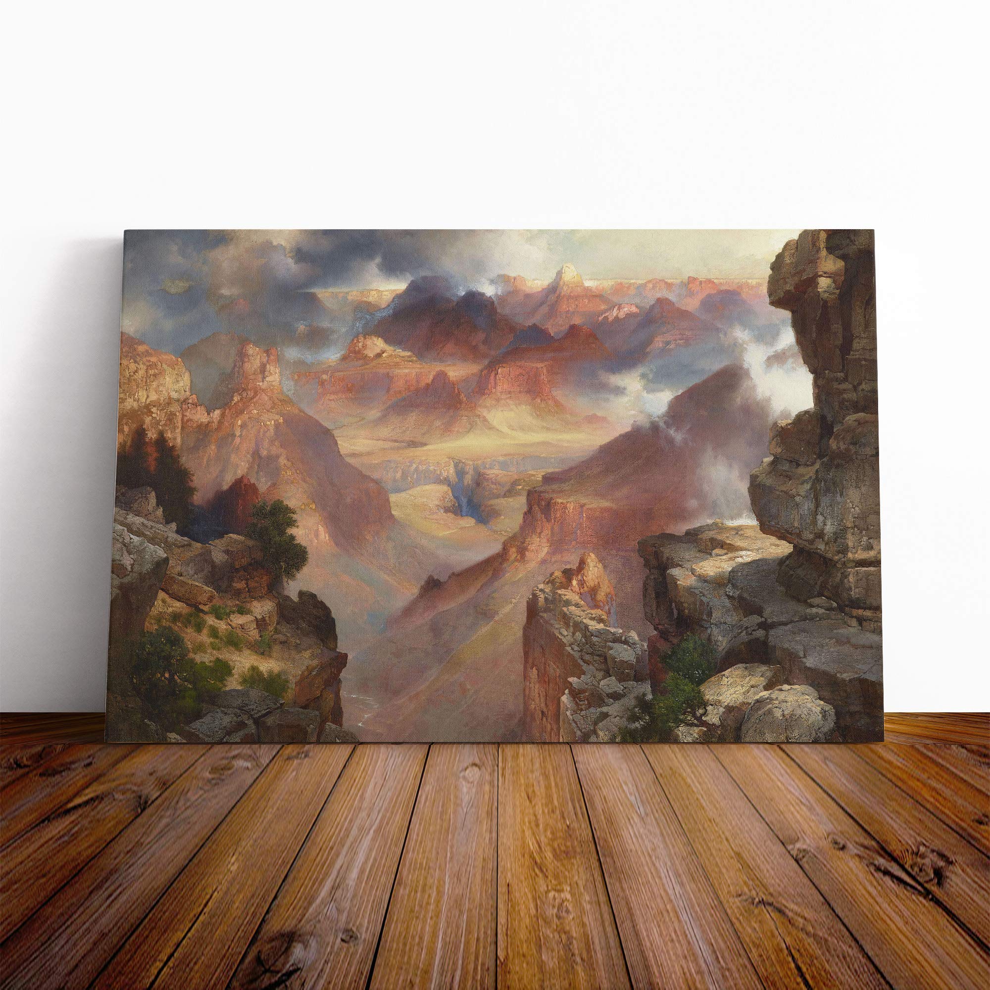 Thomas Moran Grand Canyon of Arizona Canvas Print | Gallery Wrapped 30mm Frame Wall Art | 24x16 inches | Ready to Hang | Modern Landscape Picture | Living Room Bedroom Lounge Office