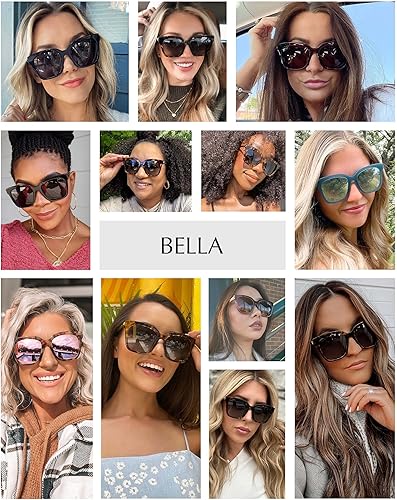 Miniatura 4 de DIFF Bella Designer - Gafas de sol cuadradas de gran tamaño para mujer, 100% protección UVAUVB, colores de moda de moda Tortoise