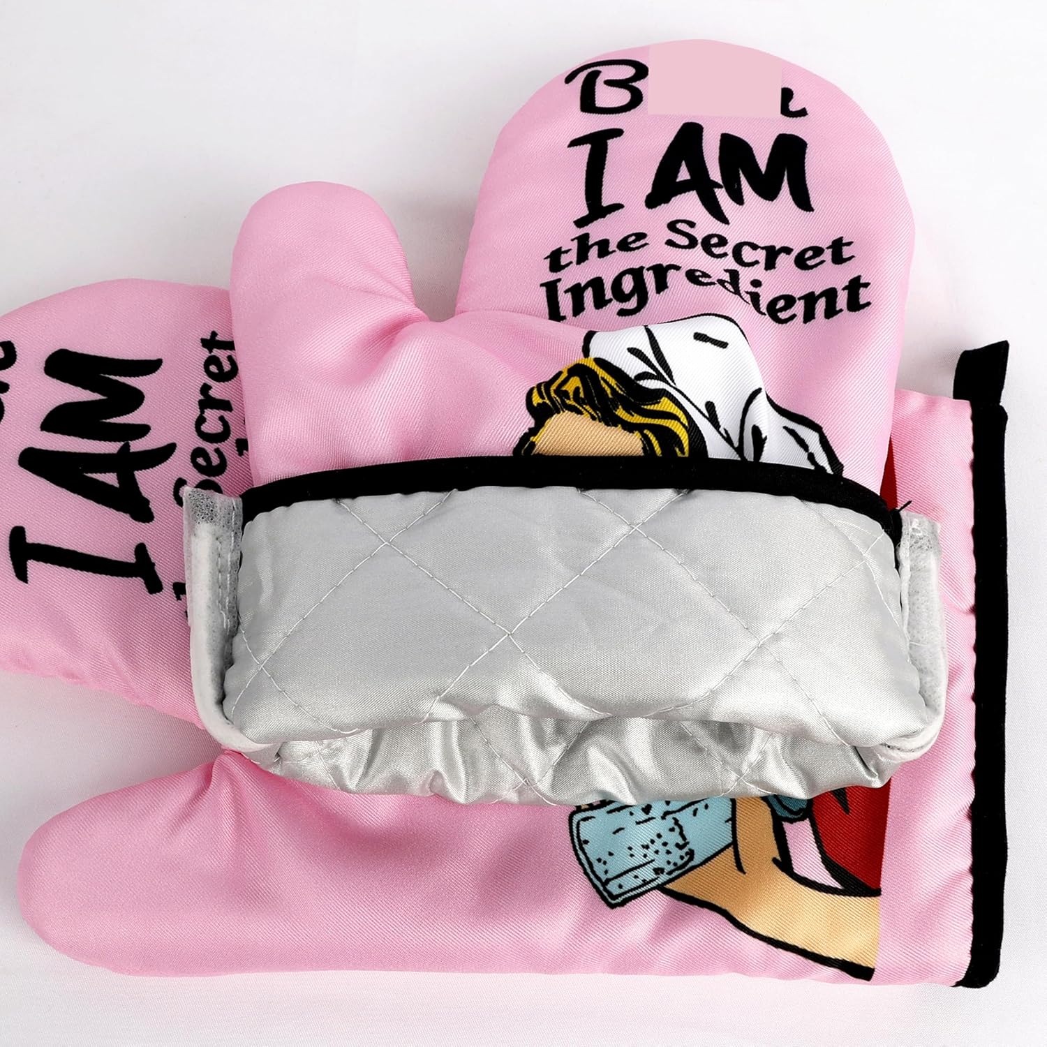 Funny Oven Mitts and Pot Holders Sets Cooking BBQ Non-Slip Quilting Grill Mitts Heat Resistant Housewarming Gifts I Am The Secret Ingredient - Image 5