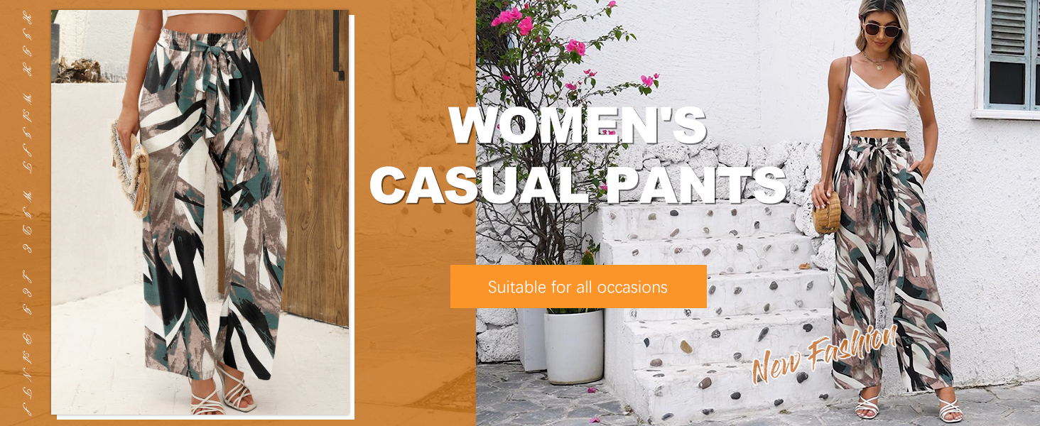 Angerella Pantaloni A Palazzo Donna Vita Alta Elasticizzata - A Gamba Larga, Leggeri Con Tasche, Casual, Per La Spiaggia E Il Tempo Libero - 4