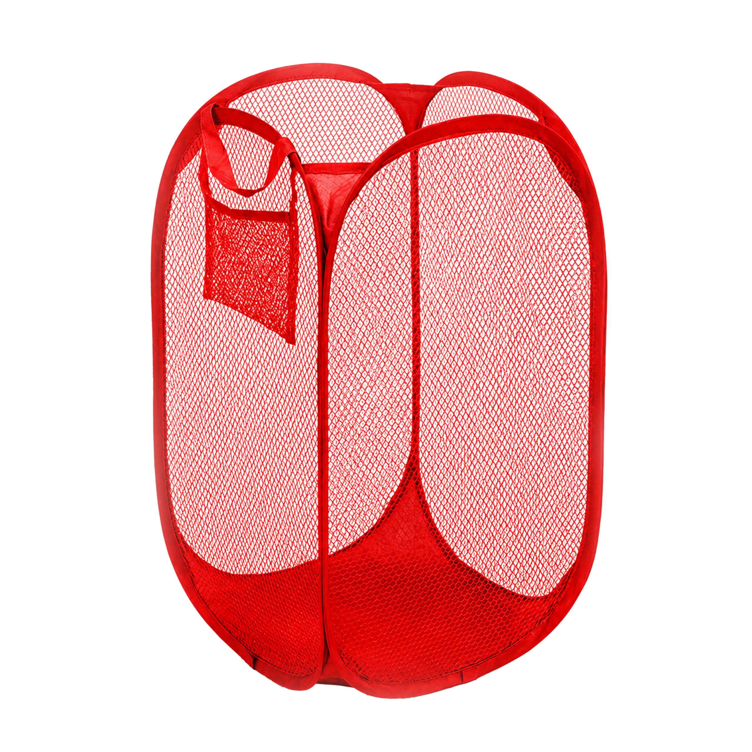 Plastific Red Pop Up Mesh Laundry Basket - Breathable Mesh Clothes Hamper Laundry Bin - Portable Storage Organiser For Home And Travel