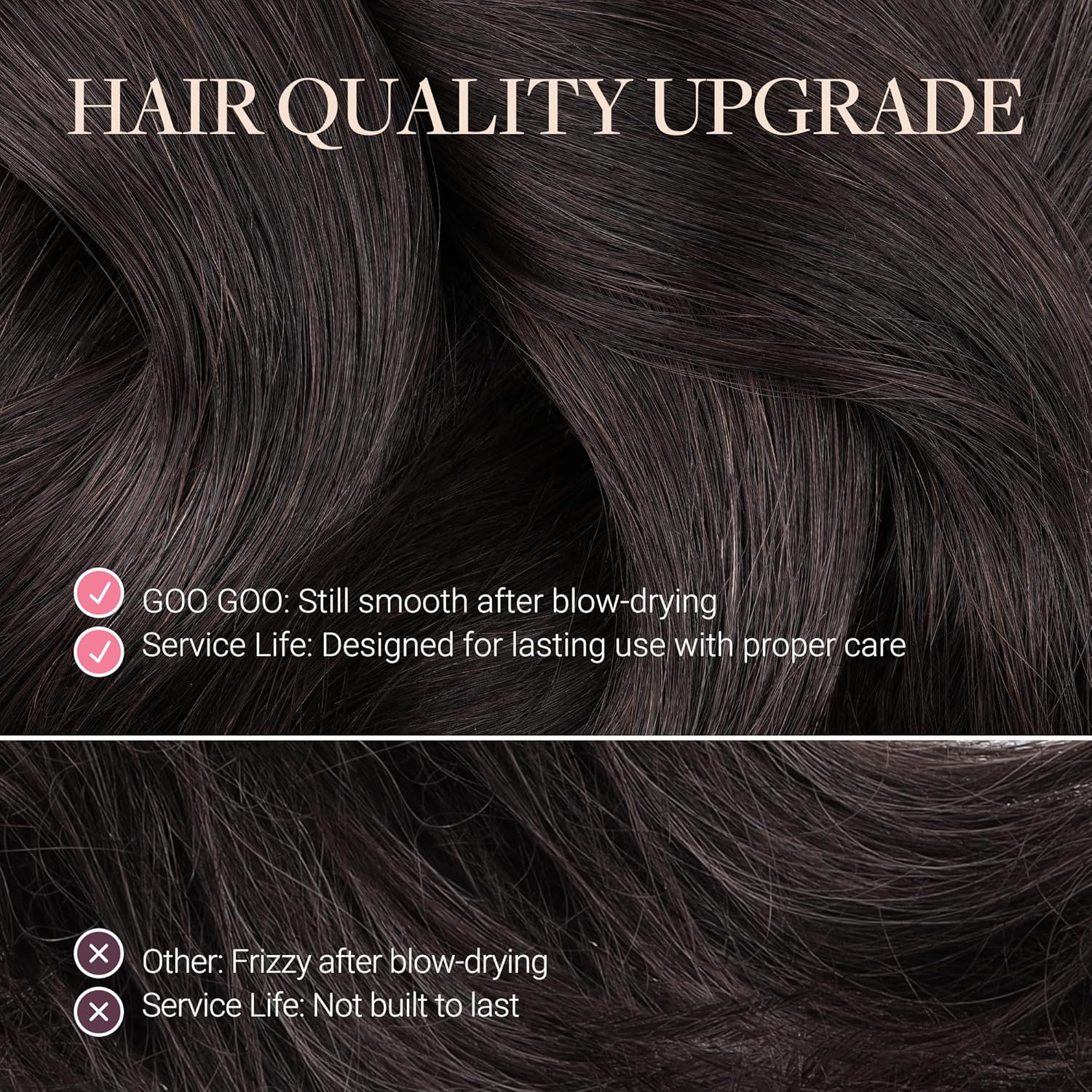 GOO GOO Tape in Hair Extensions Human Hair, 1B Natural black, 16inch 25g 10pcs, Skin Weft Seamless Invisible, Silky Straight with Thick Ends, Remy Human Hair