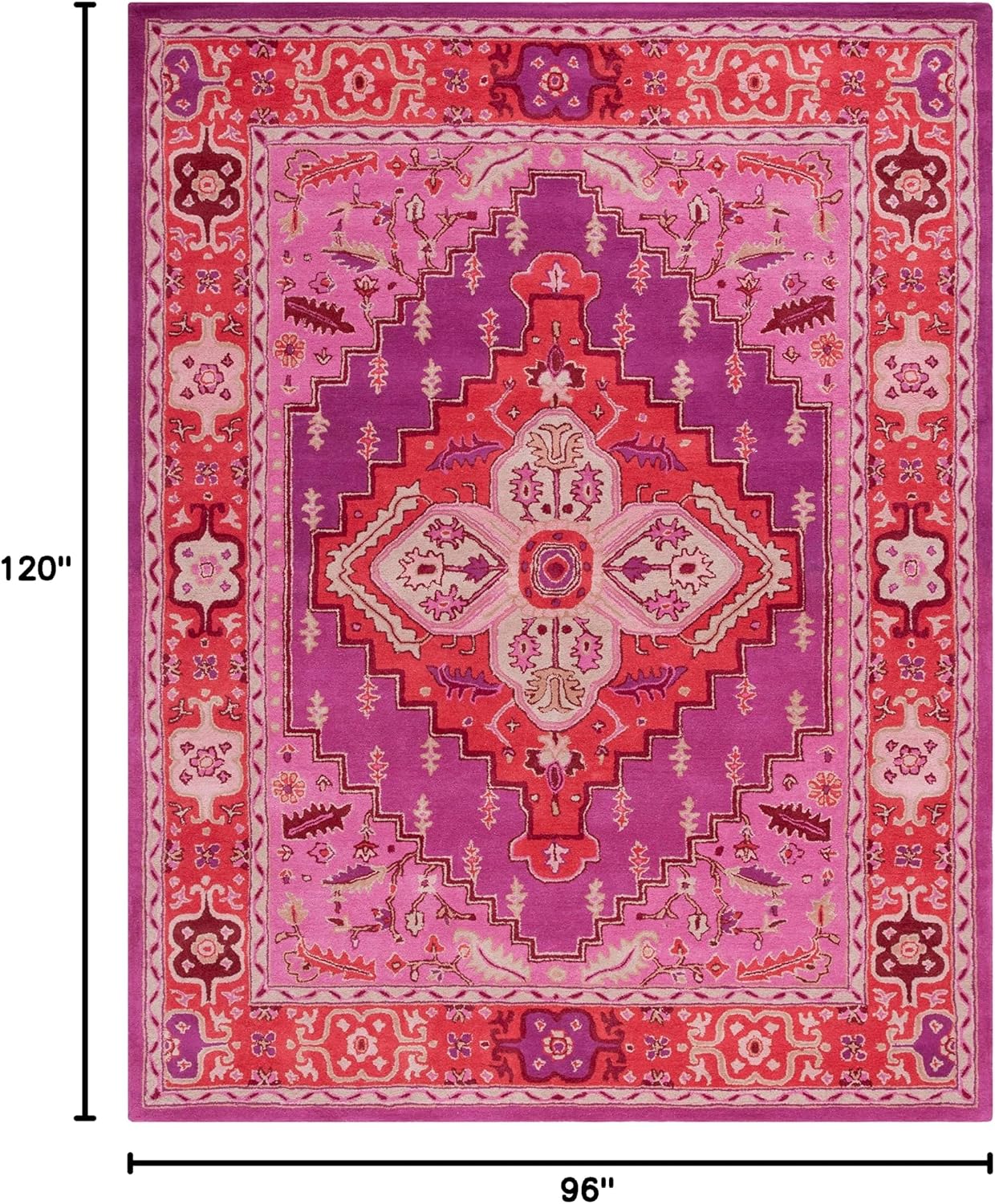 SAFAVIEH Area Rug 8x10 - Bellagio Collection - Large - Red & Pink, Handmade Wool, Medallion Design, Ideal for Living Room, Bedroom, Office, Dining Space (BLG545B)