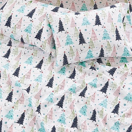 Miniatura 5 de Levtex Home Merry & Bright Collection - Juego de sábanas tamaño individual de pino blanco, sábana superior (66 x 96 pulgadas), sábana bajera (39 x