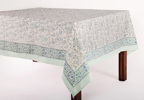 Miniatura 3 de ATOSII Aster - Mantel rectangular bohemio de otoño 100% algodón, estampado floral a mano, para cocina, comedor, fiestas, bodas, exteriores, Navidad,