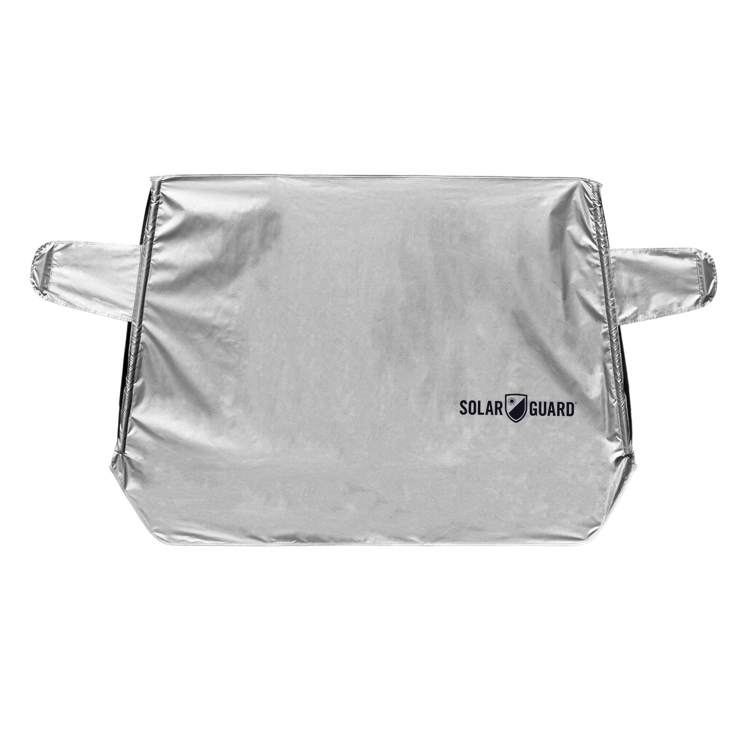 SolarGuard Sunshade for Car Windshield - Reflective Car Shades for Windshield, Blocks Damaging UV Rays - for Use on Front Window Exterior, Includes Security Flaps - Silver, Standard Size