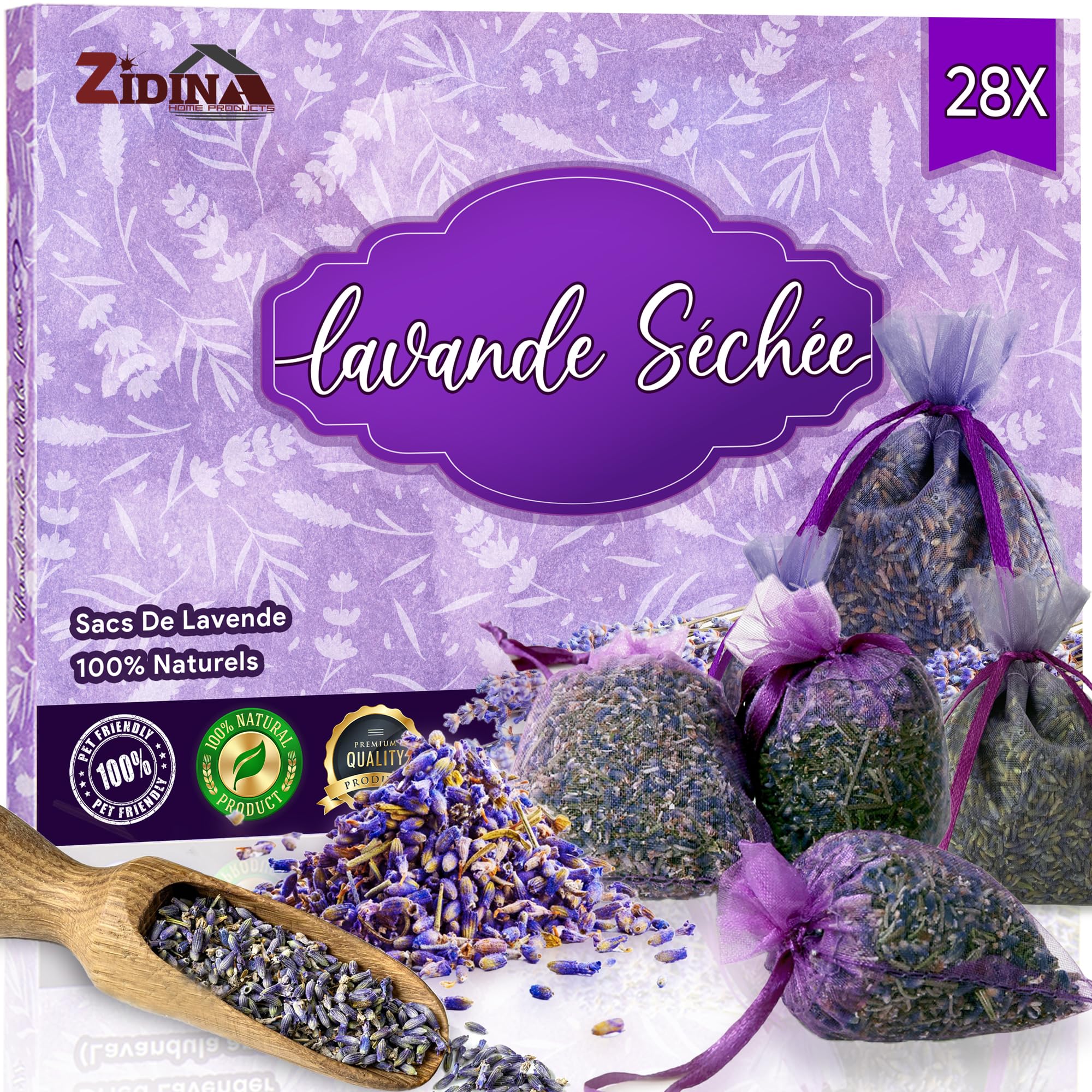 28 Sachets de Lavande Séchée pour Maison, et Voiture – Sachet Lavande Armoire, Désodorisant Naturel et Antimites Vetements AR - Longue Durée Sachet Parfumé Armoire