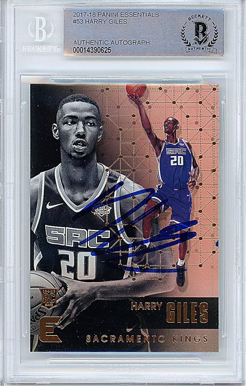 Harry Giles III Autographed 2017 2018 Panini Essentials #53 Basketball Trading Card Slab Beckett BAS Authentic Slabbed COA Played For Sacramento Kings NBA