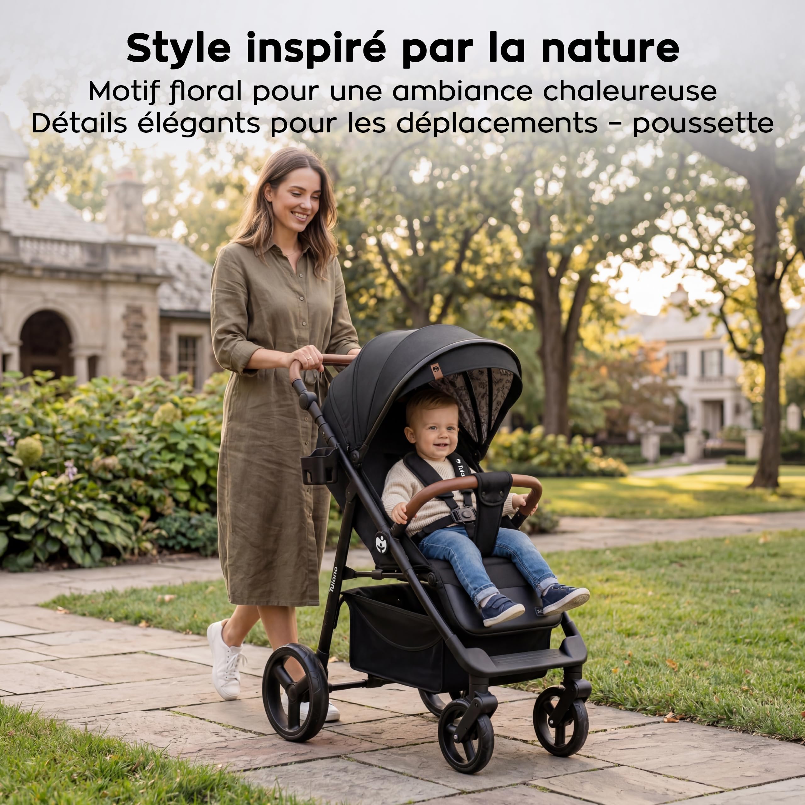 TULANO AVIGNON 35 Poussette Canne & compacte - poussette bebe & voyage & citadine - Dossier inclinable, Repose-Pieds et Guidon Réglables - Jusqu'à 22 kg (3 ans) - Noir