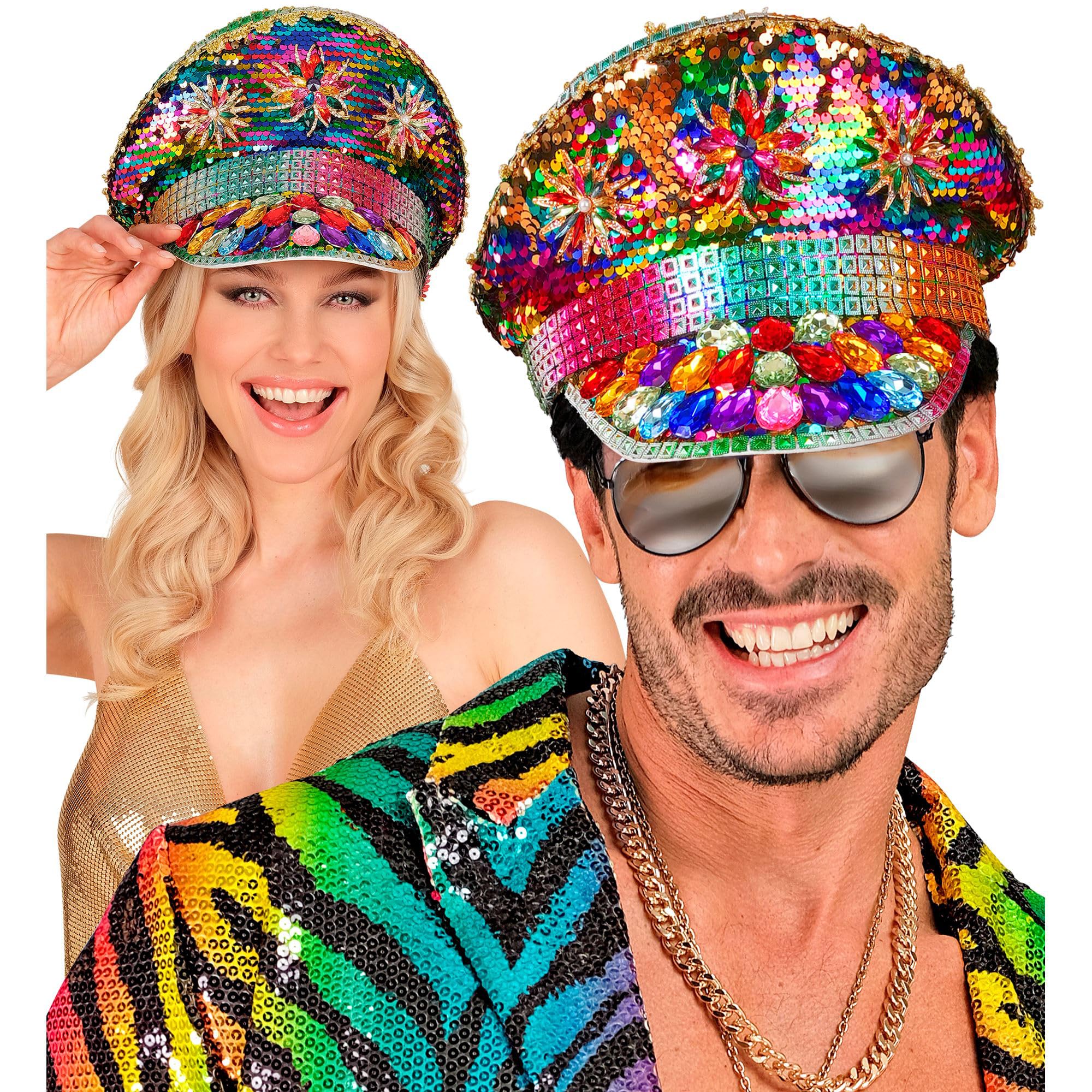 W WIDMANN MILANO Party Fashion - Cappellino da festa per adulti, berretto con paillettes reversibili, accessorio per carnevale, eventi Pride