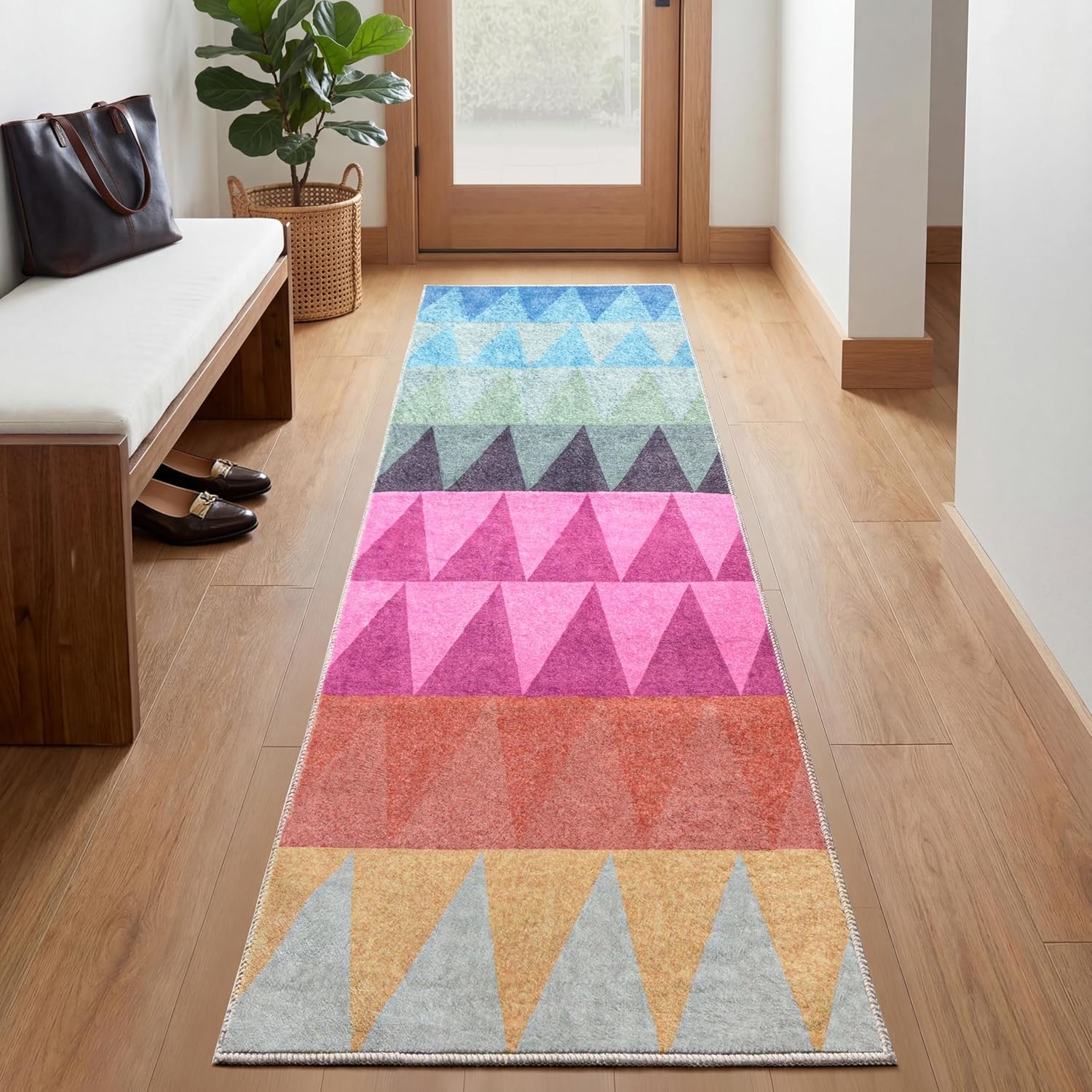 Washable 2'x 6' Runner Rug, Non-Slip Hallyway Rugs Carpet for Bedroom, Modern Colorful Rugs for Living Room, Entryway Laundry Room