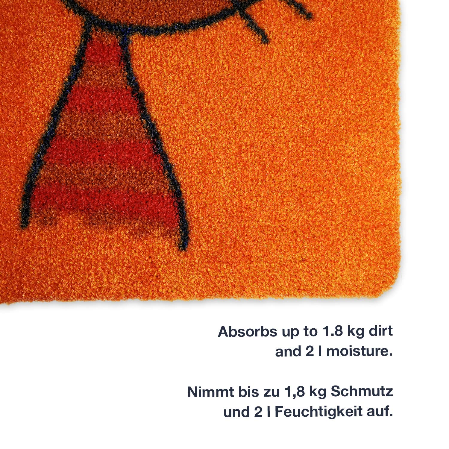 Fußmatte Katze 60 x 90 cm Orange - Fussmatte mit Katzen - rutschfest & waschbar - Schmutzfangmatte für Innen und Außen mit lustigem Motiv