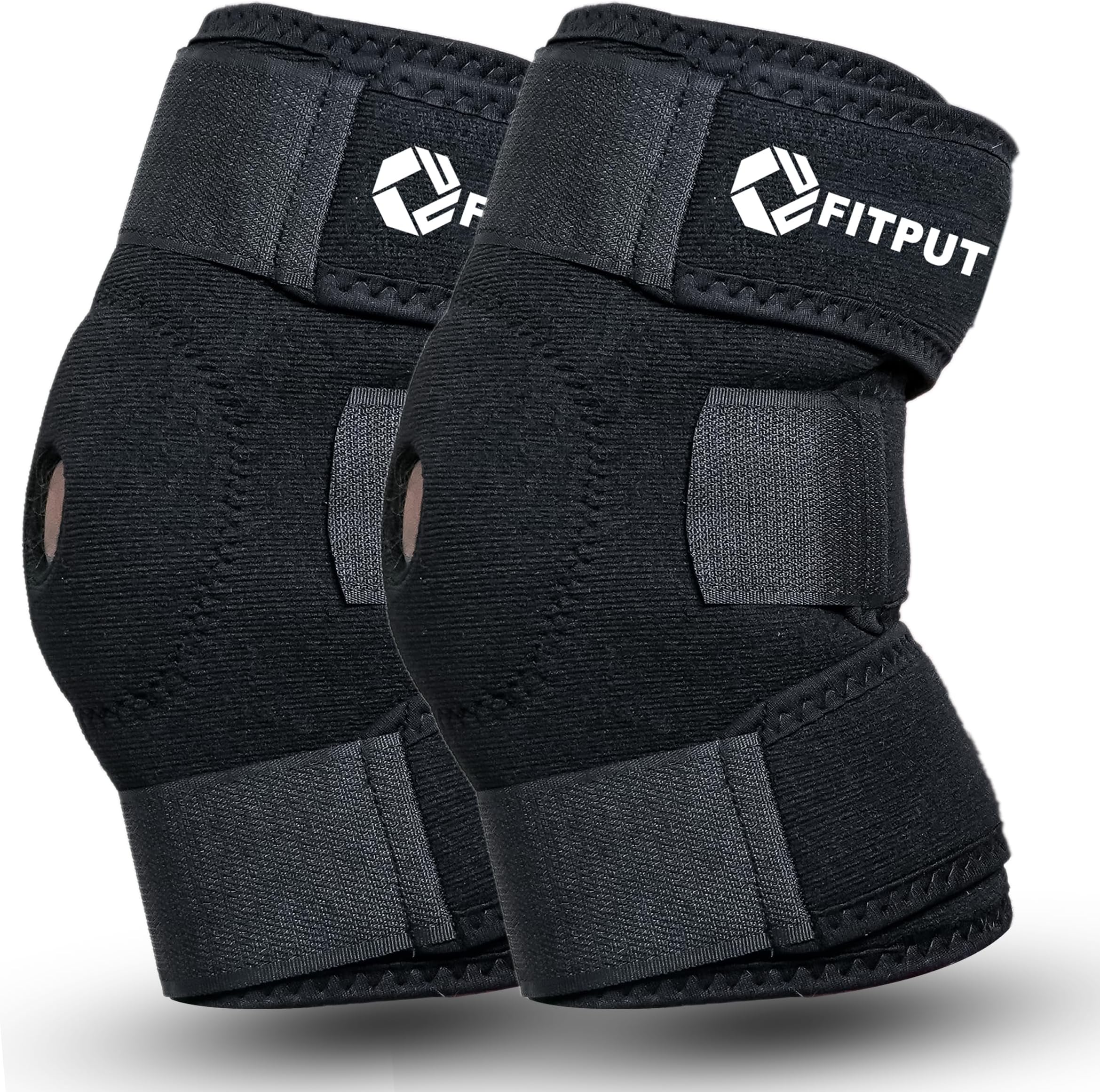 Knee Cap for Men & Women | Breathable Adjustable Knee Support for Gym Workout, Running & Sports | Compression Knee Brace for Ligament Tear, Arthritis & Joint Pain Relief – 1 Pair (Black)